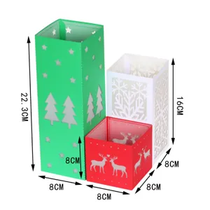 Detailed view of Christmas hollow paper lamp set, featuring three different sizes with festive patterns.