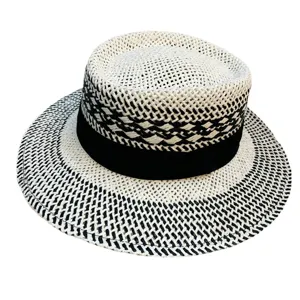 Chapeau de paille de voyage d'été rétro britannique chapeau de soleil large bord femme élégant