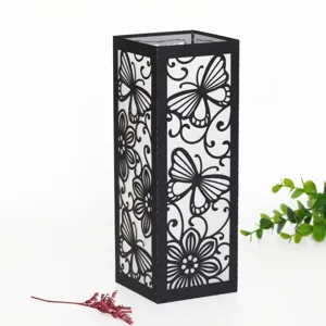 Schwarze lasergeschnittene Papier Lampenschirm Schmetterling Blumen hohle Party Nachtlampe