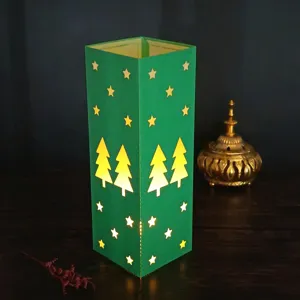 Christmas paper lantern laser cut hollow night light LED holiday decorative lampshade.