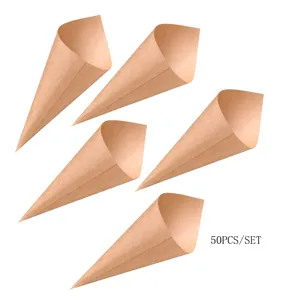 Conos de confeti de papel kraft marrón set de 50 boda fiesta DIY pétalos tubos papel