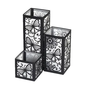 Lasergeschnittener Papier Lampenschirm 3er Set schwarz weiß Schmetterling Hochzeit Party Deko