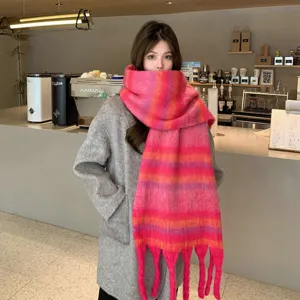 Sciarpa con frange sfumata da donna invernale accogliente morbida spessa calda in maglia