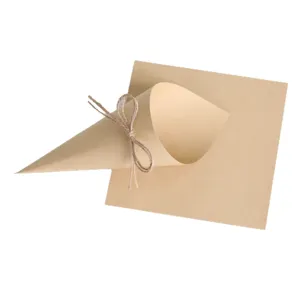 Wedding kraft paper flower throwing cone DIY party rice cone with natural jute string decor
