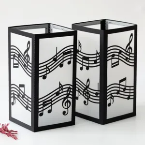 Laser cut music notes paper lampshade black white hollow night light decorative lantern cover