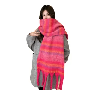 Donna sciarpa frange sfumata colore inverno calda spessa lavorata a maglia oversize morbida