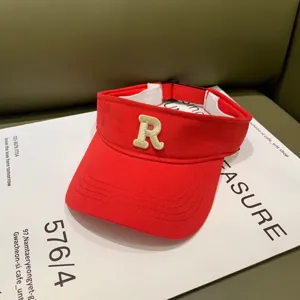 Rote Sommer Sonnenblende Kappe für Damen, lässige leere Oberseite Baseballmütze mit R.