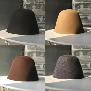 Women's British Retro Bell Shaped Wool Felt Bucket Hat Winter Warm Cloche Basin Hat Solid Color Casual Fashion Hat