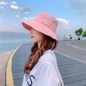 Sombrero de Pescador de Algodón TR para Mujer Verano Protección Solar Ala Ancha Color Sólido Plegable Casual Exterior