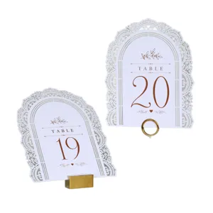 Carte numero tavolo matrimonio segnaposto in pizzo cavo ad arco set da 1 a 20 tavoli