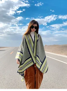 Chal bufanda geométrico de estilo étnico para mujer capa de viaje al aire libre