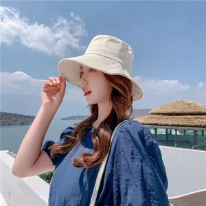 Sombrero de pescador mujer verano protección solar sombrero de tela liso playa moda