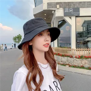 Sombrero de pescador negro para mujer verano protección solar estilo japonés plegable