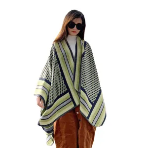 Mujer etnico geometrico punto chal invierno calido capa moda viaje vestimenta ropa diaria