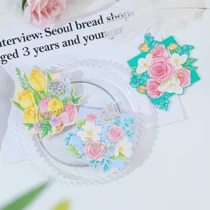 Floral shaped greeting cards with gold foil stamping for Mother's Day, Valentine's Day and gifting.
