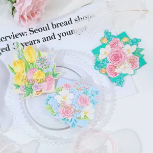 Floral greeting card gold foil bouquet greeting card for festival gift and holiday