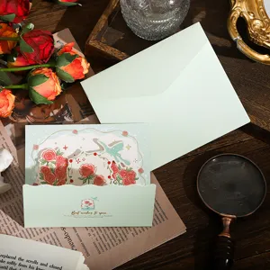 Valentinstag Heissfoliengepragte Grusskarten Set mit Rosen 3D Motiv und elegantem Umschlag
