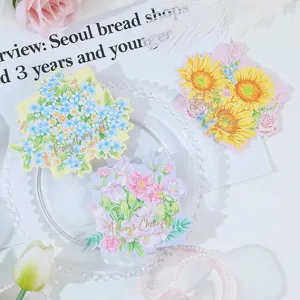 Shaped floral greeting cards hot stamping bouquet cards for festival gifts and flower shops
