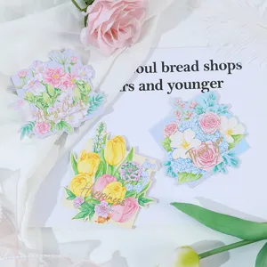 Floral shaped greeting cards with gold foil design for mother's day and holiday gifts