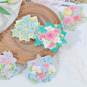 Floral greeting cards set with gold foil text for Mother's Day Valentine's Day gifts