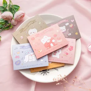 Cute cartoon greeting cards mini DIY message cards lovely animal stationery for birthday gift