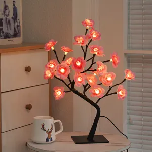 LED kersenbloesem boom licht detail weergave, mooie bloem nachtlampje kamer decor.