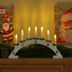 Ponte luminoso in legno LED di Natale decorazione festiva per casa ornamento semicerchio.