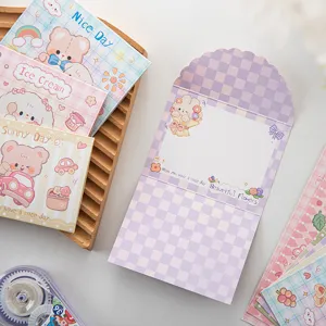 Bonitas tarjetas de felicitación de dibujos animados y notas adhesivas papelería set.