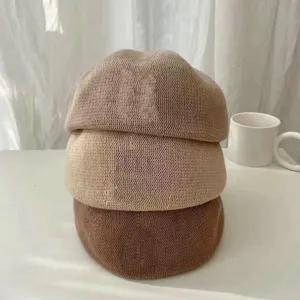 Gestreickte Barette Mütze für Damen und Herren, atmungsaktiver dünner Frühlings Malermütze chic.