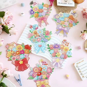 Bonitas tarjetas felicitación día del maestro ramo flores dibujo regalo decoración 1pz
