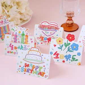 Cute hand-drawn style birthday greeting cards creative message cards for bakery and gifts.