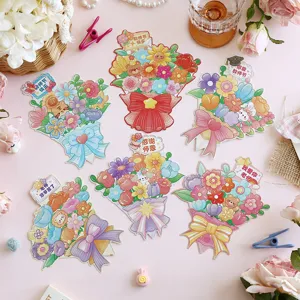 Detalle de la hermosa tarjeta de felicitación plegable de ramo para el día del maestro.