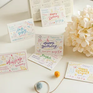 Handwritten Birthday Greeting Cards Cute Blessing Message Cards for Florist Bakery