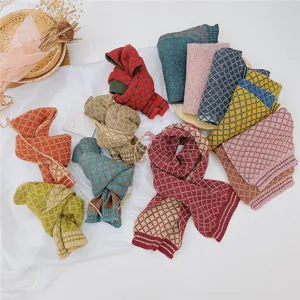 Sciarpa in maglia per bambini autunno inverno motivo rombi calda foulard colorata