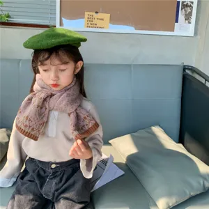 Sciarpa in maglia per bambini autunno inverno fantasia rombi caldo scaldacollo unisex