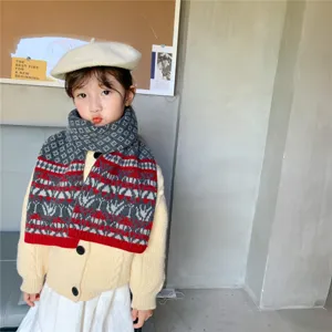 Sciarpa in maglia invernale per bambini motivo geometrico caldo scaldacollo per bimbi