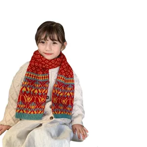 Sciarpa in maglia invernale per bambini, motivo geometrico caldo per ragazzi e ragazze.