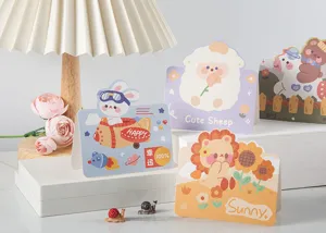 Carte de vœux mignonne d'animal de dessin animé pour cadeaux et décoration de bouquet.