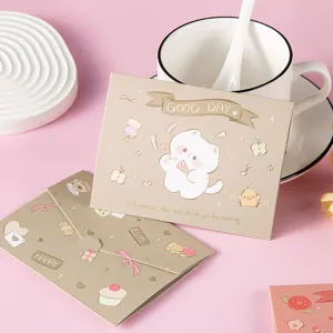 Cute cartoon cat greeting card set for kids birthday gift message card decoration stationary