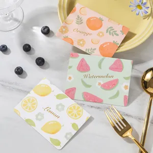 Grandes tarjetas de felicitación con frutas, tarjetas de agradecimiento minimalistas para regalos.