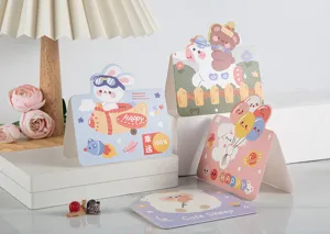 Cartes de vœux animées créatives mignonnes cartes de message d'ours lapin pour cadeaux d'anniversaire