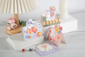 Joli ensemble de cartes de vœux dessin animé ours lapin mouton, idéal cadeaux d'anniversaire.