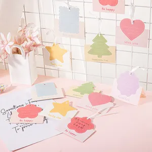 Tarjetas de mensajes plegables lindas tarjetas de felicitación con cinta para decoración