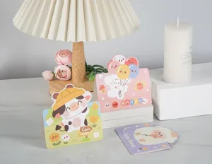 Joli ensemble de cartes de vœux d'animaux de dessin animé pour cadeaux d'anniversaire.