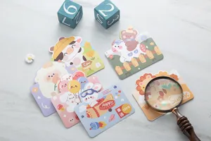 Set de cartes de vœux animées créatives, jolies cartes d'animaux pour cadeaux et fêtes d'anniversaire.