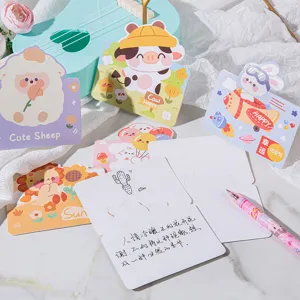 Jolies cartes de vœux d'animaux de dessin animé, cartes mémo vierges pour cadeaux.