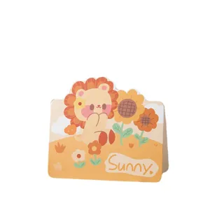 Jolie carte de vœux animée de dessin animé avec des tournesols pour cadeaux d'anniversaire.