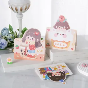 Tarjetas de felicitación de niña de dibujos animados estilo ins tarjetas de mensaje cumpleaños.