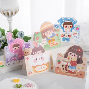 Tarjetas de felicitación de niña de dibujos animados lindos, decoración de escritorio estilo ins.