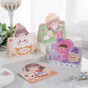 Set de tarjetas de felicitación de niña de dibujos animados, dulces tarjetas de regalo.